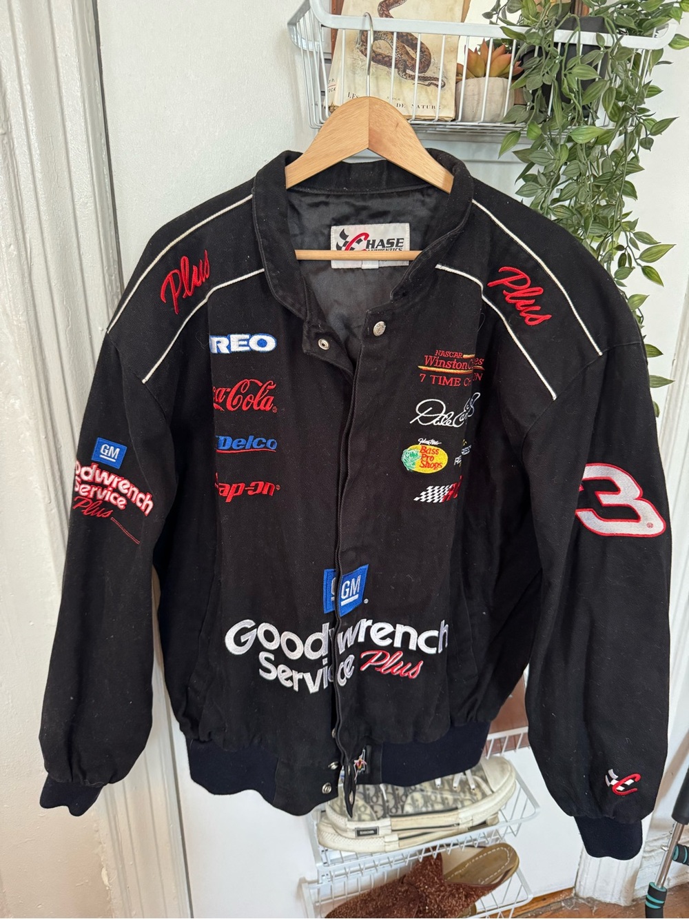 Chase Authentics Black Racing Patch Bomber Jacket